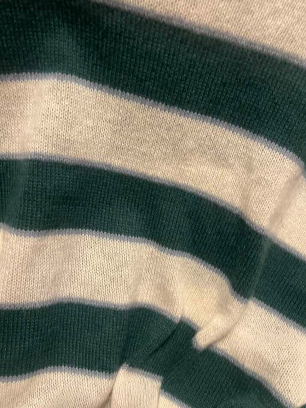 Women's Green White Striped Knit Sweater Long Sleeve Crew Neck Colorblock - Picture 6 of 6